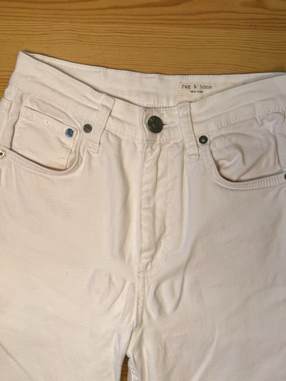 Rag & Bone Women's Size 25 White Wide-Leg Denim Jeans Frayed Hem High Rise - Picture 2 of 16